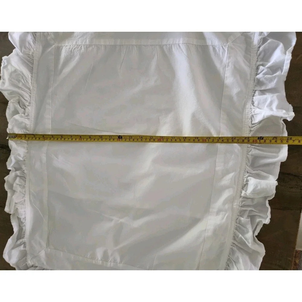 SIMPLY SHABBY CHIC White  Ruffled Cotton Pillow Standard  Sham VERY GOOD COND